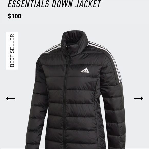 NWT Adidas ESSENTIALS DOWN JACKET Coat Black Puffer Medium PRICE FIRM - Picture 4 of 16
